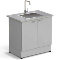 Стол-мойка ЭКРОС 900х600х900 мм, чаша нержавеющая сталь по центру, раб. поверхность - МОНОЛИТНЫЙ КЕРАМОГРАНИТ с ПВХ кромкой