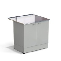 Стол-тумба ЭКРОС 900х800х900 мм 2 двери, раб. поверхность - НЕРЖАВЕЮЩАЯ СТАЛЬ