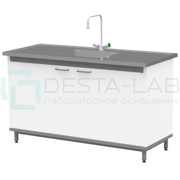 Стол-мойка на опорной тумбе из металла ЛАБ-М МО30 МЕ 150.65.90 SS