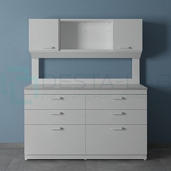 Стол лабораторный с шкафом-надстройкой ЛК-1500 СН (ЛДСП, Нерж. сталь)