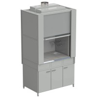 Шкаф вытяжной с коконом из стеклопластика с водой с ВЗБ светильником 1200х820х2240 мм, раб. поверхность - КЕРАМИКА