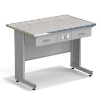 Стол приборный с ящиками и электрикой ЭКРОС 1200х800х900 мм, раб. поверхность - КЕРАМИКА с НС бортиком