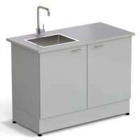 Стол-мойка ЭКРОС 1200х600х900 мм, чаша нержавеющая сталь слева, раб. поверхность - МОНОЛИТНЫЙ КЕРАМОГРАНИТ с ПВХ кромкой