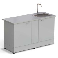 Стол-мойка ЭКРОС 1500х600х900 мм, чаша нержавеющая сталь справа, раб. поверхность - МОНОЛИТНЫЙ КЕРАМОГРАНИТ с ПВХ кромкой
