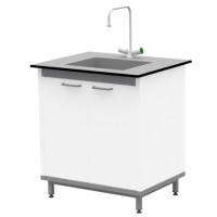 Стол-мойка на опорной тумбе из металла ЛАБ-М МО МЕ 80.65.90 T6V