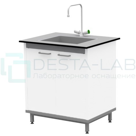 Стол-мойка на опорной тумбе из металла ЛАБ-М МО МЕ 80.65.90 T6V