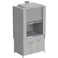 Шкаф вытяжной с коконом из стеклопластика с водой с ВЗБ светильником 1200х820х2240 мм, раб. поверхность - МОНОЛИТНЫЙ КЕРАМОГРАНИТ