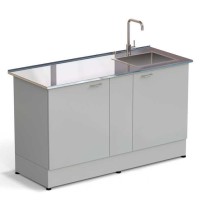 Стол-мойка ЭКРОС 1500х600х900 мм, чаша нержавеющая сталь справа, раб. поверхность - НЕРЖАВЕЮЩАЯ СТАЛЬ