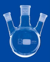 Колба трехгорлая круглодонная Lenz 100 мл, два боковых шлифа NS19/26 под углом 20° к центральному NS24/29, стекло