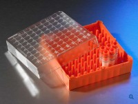 Штатив для хранения криопробирок 1-2 мл, 100 мест, поликарбонат, с крышкой, оранжевый, 5 шт./уп., 10 шт./кор., Corning