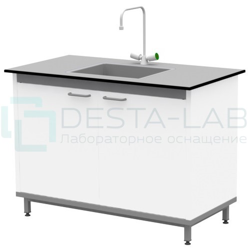 Стол-мойка на опорной тумбе из металла ЛАБ-М МО МЕ 120.65.90 T6V