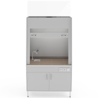 Вытяжной шкаф со столешницей из керам. плитки, с сантехникой и вытяжкой из нижней тумбы Теолаб ШВ-1200 КГ-С-В