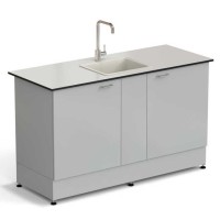 Стол-мойка ЭКРОС 1500х600х900 мм, чаша полипропилен по центру, раб. поверхность - LABGRADE