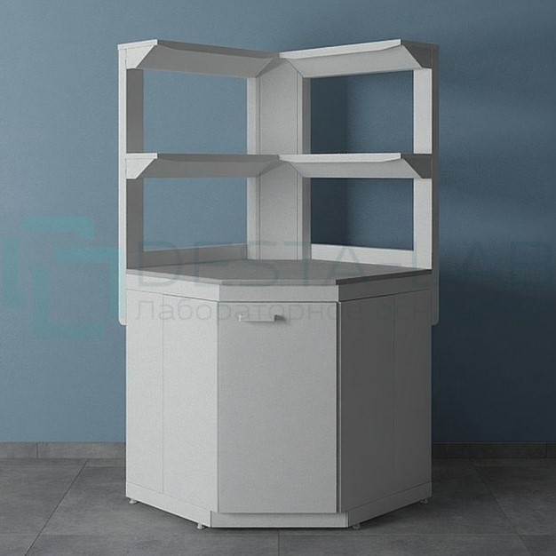 Стол лабораторный угловой УСК-950/650 (Lab HPL) с двумя полками
