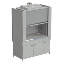 Шкаф вытяжной с коконом из стеклопластика с водой с ВЗБ светильником 1500х820х2240 мм, раб. поверхность - КЕРАМИКА