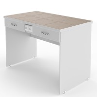 Высокий лабораторный стол со столешницей из керамогранита с ящиками и розетками НВ-1200 ЛКв-Яр