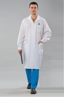 Халат лабораторный мужской, хлопок/полиэстер, с манжетой, белый, 1 шт., Россия