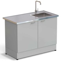 Стол-мойка ЭКРОС 1200х600х900 мм, чаша нержавеющая сталь справа, раб. поверхность - МОНОЛИТНЫЙ КЕРАМОГРАНИТ с НС бортиком