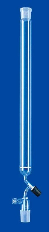 Хроматографическая колонка Lenz 200 мм, 35 мл, NS14/23, с фриттой, PTFE игольчатый кран, боковой отвод GL18, стекло