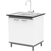 Стол-мойка на опорной тумбе из металла ЛАБ-М МО МЕ 80.65.90 T6С