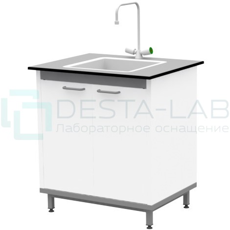Стол-мойка на опорной тумбе из металла ЛАБ-М МО МЕ 80.65.90 T6С