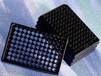 Планшеты 96 луночные для ИФА, цельные, плоское оптическое дно, черные, нестерильные, без крышки, низкое связывание, 360 мкл, 100 шт./уп., Corning