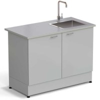 Стол-мойка ЭКРОС 1200х600х900 мм, чаша нержавеющая сталь справа, раб. поверхность - МОНОЛИТНЫЙ КЕРАМОГРАНИТ с ПВХ кромкой