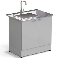 Стол-мойка ЭКРОС 900х600х900 мм, чаша нержавеющая сталь слева, раб. поверхность - НЕРЖАВЕЮЩАЯ СТАЛЬ