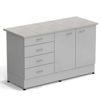Стол-тумба ЭКРОС 1500х600х900 мм 2 двери + 4 ящика, раб. поверхность - КЕРАМИКА с ПВХ кромкой