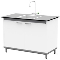 Стол-мойка на опорной тумбе из металла ЛАБ-М МО МЕ 120.65.90 T6С