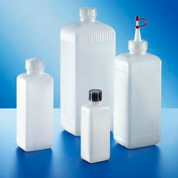 Бутыль Kautex узкогорлая 100 мл, HDPE, прямоугольная, Ø 18 мм, естественный цвет, без крышки