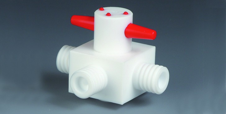 Кран трехходовой Bohlender Ø 4 мм, форма T, GL18, PTFE