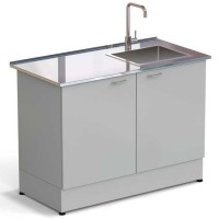 Стол-мойка ЭКРОС 1200х600х900 мм, чаша нержавеющая сталь справа, раб. поверхность - НЕРЖАВЕЮЩАЯ СТАЛЬ
