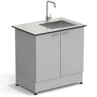 Стол-мойка ЭКРОС 900х600х900 мм, чаша нержавеющая сталь справа, раб. поверхность - LABGRADE