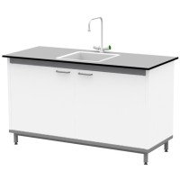 Стол-мойка на опорной тумбе из металла ЛАБ-М МО МЕ 150.65.90 T6С