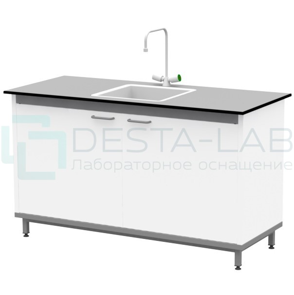 Стол-мойка на опорной тумбе из металла ЛАБ-М МО МЕ 150.65.90 T6С