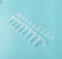 Пробирки для ПЦР в стрипах, 0,1 мл, 1х8, с плоскими крышками, низкий профиль, бесцветные, полипропилен, Servicebio, Китай (аналоги арт. SSI-3145-00ду, SSI; арт. AB0771, Thermo FS; арт. TLS0851, Bio-Rad)