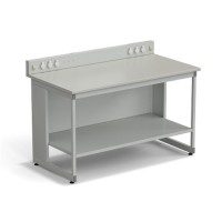 Стол для хроматографа ЭКРОС 1500х800х900/1030 мм с сервисной панелью и полкой, раб. поверхность - ЛАМИНАТ СЕРЫЙ