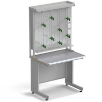 Стол титровальный ЭКРОС 900х600х750/1735 мм, раб. поверхность - МОНОЛИТНЫЙ КЕРАМОГРАНИТ с НС бортиком