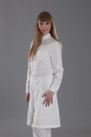 Халат лабораторный женский, хлопок/полиэстер, воротник-стойка, белый, 1 шт., ЛТО