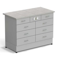 Стол-тумба ЭКРОС 1200х600х900 мм 2 ящика + 3 ящика + 3 ящика с электрикой, раб. поверхность - КЕРАМИКА с ПВХ кромкой