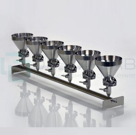 Ячейка фильтровальная с 6-ю воронками из н/ст V 300 мл под фильтр Ø47 мм