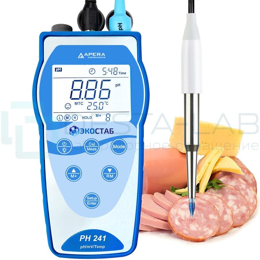 Портативный рН-метр с GLP ЭКОСТАБ PH241SS (для полутвердых и пищевых образцов)