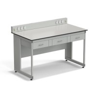 Стол для хроматографа ЭКРОС 1500х800х900/1030 мм с сервисной панелью и ящиками, раб. поверхность - LABGRADE