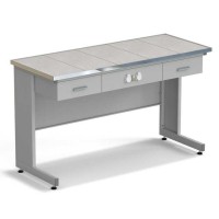 Стол приборный с ящиками и электрикой ЭКРОС 1500х600х900 мм, раб. поверхность - КЕРАМИКА с НС бортиком