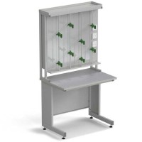 Стол титровальный ЭКРОС 900х600х750/1735 мм, раб. поверхность - МОНОЛИТНЫЙ КЕРАМОГРАНИТ с ПВХ кромкой