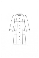 Халат лабораторный женский, хлопок/полиэстер, воротник-стойка, двухцветный (бело-синий), 1 шт., ЛТО