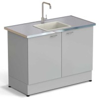 Стол-мойка ЭКРОС 1200х600х900 мм, чаша полипропилен по центру, раб. поверхность - МОНОЛИТНЫЙ КЕРАМОГРАНИТ с НС бортиком