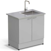 Стол-мойка ЭКРОС 900х600х900 мм, чаша нержавеющая сталь справа, раб. поверхность - МОНОЛИТНЫЙ КЕРАМОГРАНИТ с ПВХ кромкой