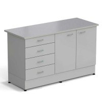 Стол-тумба ЭКРОС 1500х600х900 мм 2 двери + 4 ящика, раб. поверхность - МОНОЛИТНЫЙ КЕРАМОГРАНИТ с ПВХ кромкой